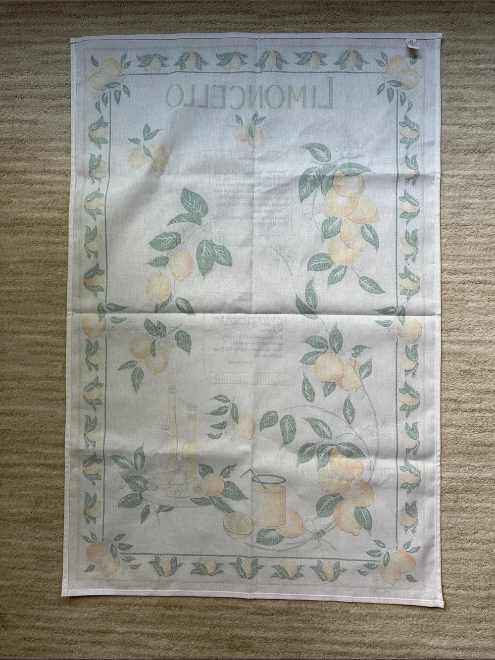 NWOT Lemon Tea Towel Italy Cotton LIMONCELLO MonveniR 22” X 34” Vintage Italian